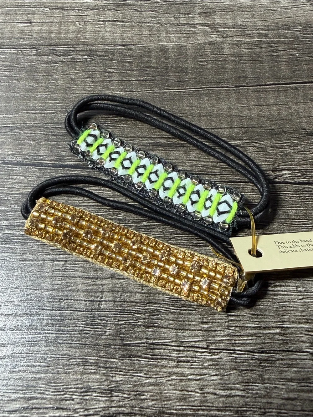 NWT Deepa Gurnani Embellished Headband & Hair Tie Set Beaded Crystal Boho